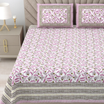 Pink Floral Print Cotton Bedsheet
