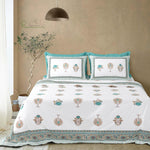 Premium Floral Block Print Cotton Bedsheet with 2 Pillow Covers | King Size | Soft & Breathable (Copy)