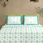 Floral Block Print Cotton Bedsheet with 2 Pillow Covers