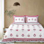 Premium Floral Block Print Cotton Bedsheet with 2 Pillow Covers | King Size | Soft & Breathable (Copy)