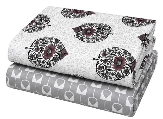 Soft Grey Floral Cotton Dohar Set