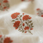 Rust Floral Hand Block Print Cotton Dohar | Reversible Mulmul Cotton Summer Blanket