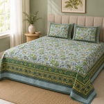 Spring Bloom Paisley Cotton Bedsheet with Pillow Covers